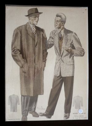 Gravure de mode : collection hiver 1948-49 Hemjie (planche n°11, extraite de la Revue de l'Homme)