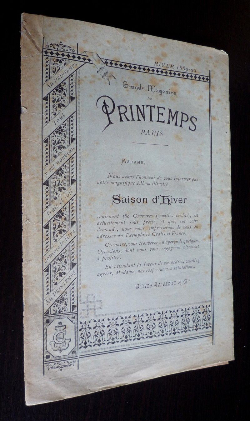 Catalogue des Grands Magasins du Printemps, saison d'hiver 1889-90