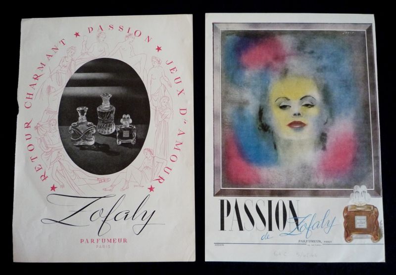 Lot de 2 publicités pour les parfums ZOFALY