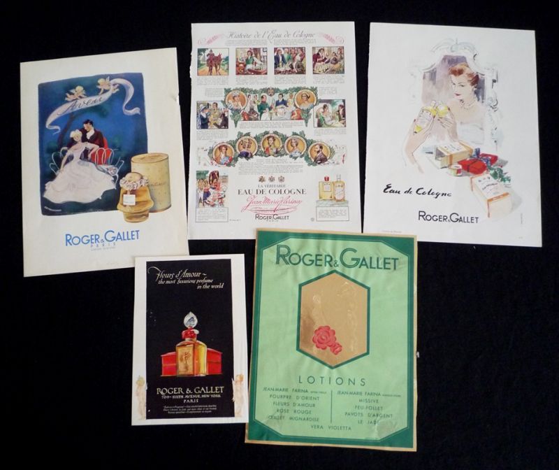 Lot de 5 publicités pour Roger & Gallet