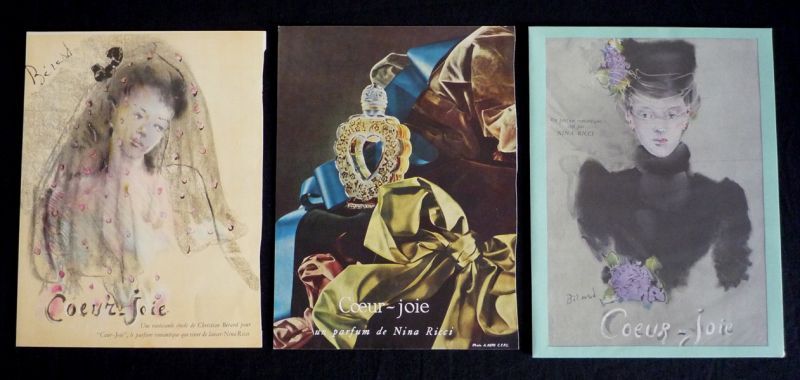 Lot de 3 publicités pour les parfums NINA RICCI (dont 2 illustrées par Bérard)