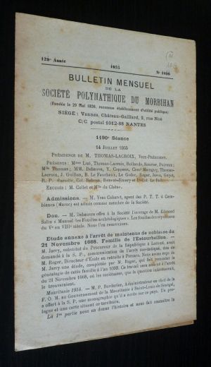 Bulletin mensuel de la société polymathique du Morbihan (129e année - 1955 - n°1090)
