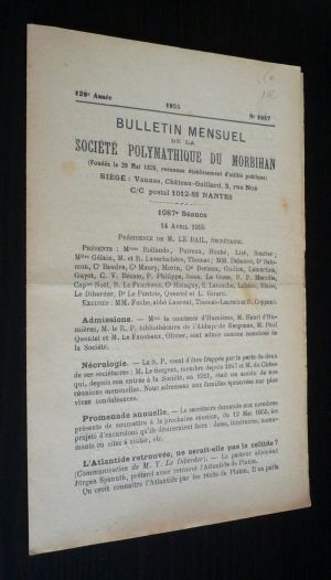 Bulletin mensuel de la société polymathique du Morbihan (129e année - 1955 - n°1087)