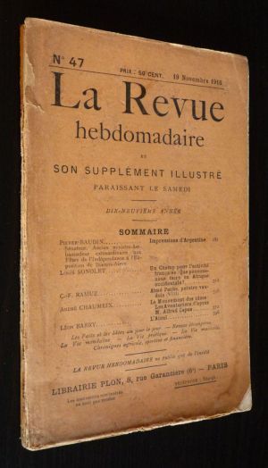 La Revue hebdomadaire (19e année, n°47, 19 novembre 1910) et son supplément illustré L'Instantané