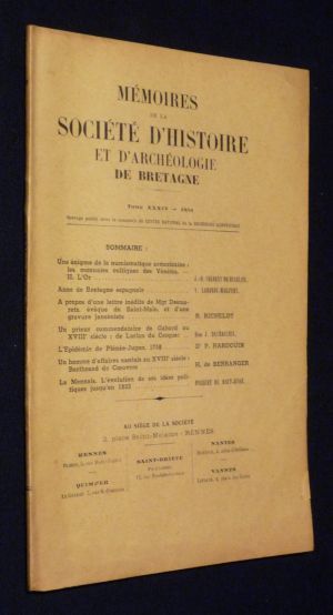 Mémoires de la Société d'Histoire et d'Archéologie de Bretagne, Tome XXXIV (1954)