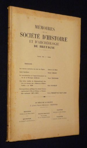 Mémoires de la Société d'Histoire et d'Archéologie de Bretagne, Tome XL (1960)