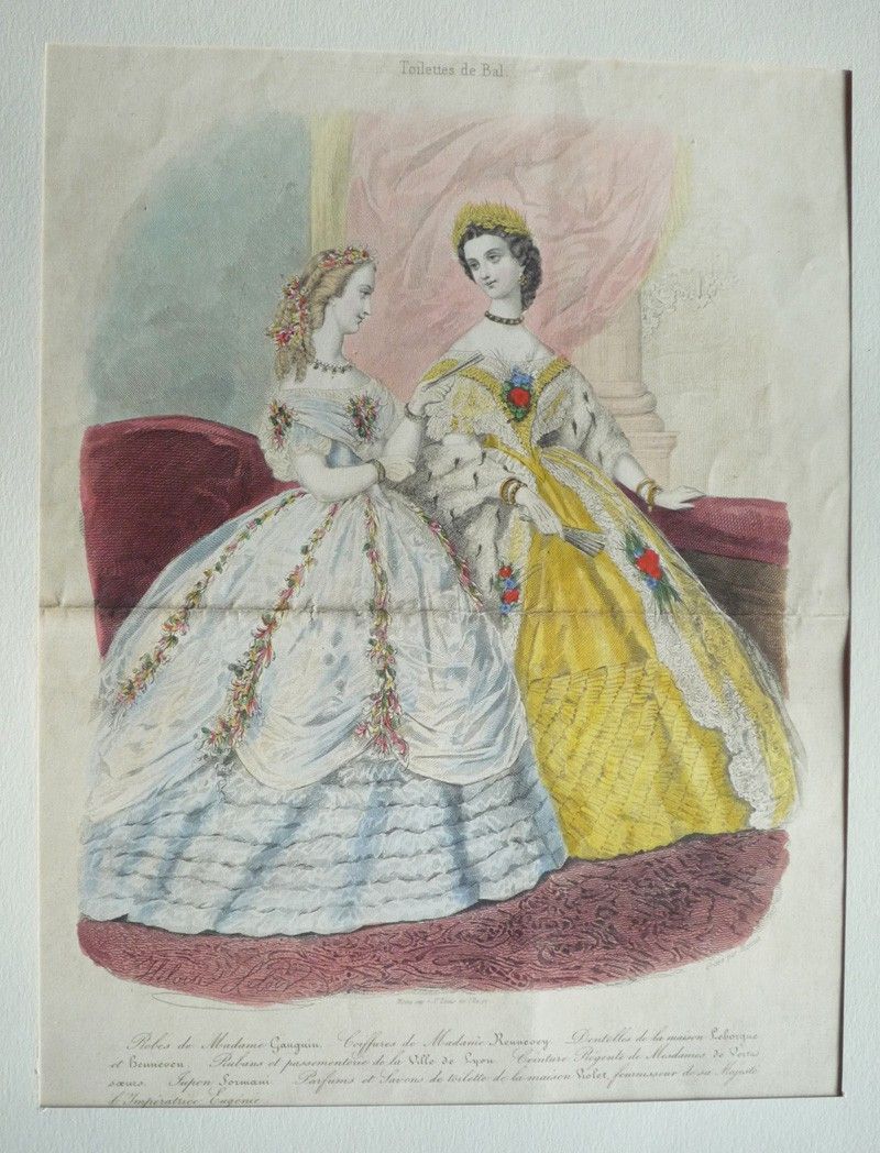 Gravure de mode d'Héloïse Leloir  : Toilettes de bal (L'Illustrateur des dames)