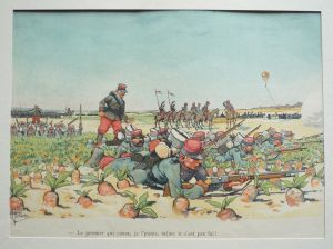 Illustration d'Albert Guillaume : Sous le feu de l'ennemi (Mon Sursis)