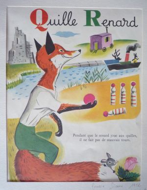 Illustration de Romain Simon : Quille, renard (Mon grand alphabet)