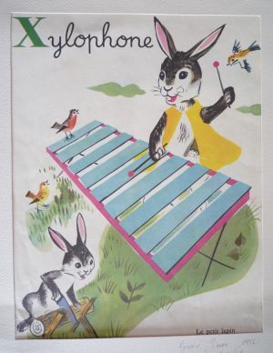 Illustration de Romain Simon : Xylophone (Mon grand alphabet)