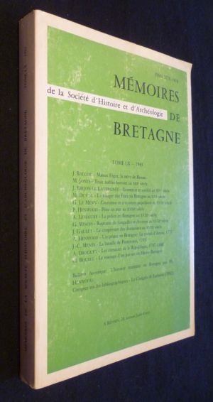 Mémoires de Bretagne de la Société d'histoire et d'archéologie, tome LX, 1983