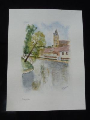 Aquarelle originale de Vaubourg : Brezolle