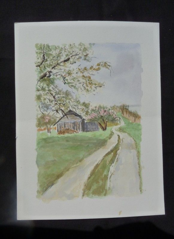 Aquarelle originale de Vaubourg : Verte campagne