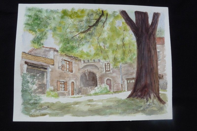 Aquarelle originale de Vaubourg : Le mas au soleil