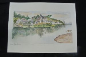 Aquarelle originale de Vaubourg : Condé-sur-la-Vienne