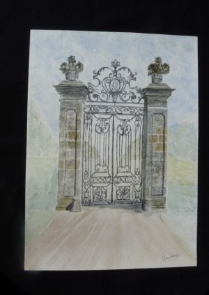 Aquarelle originale de Vaubourg : Vendeuvre à côté de St-Pierre-sur-Dives