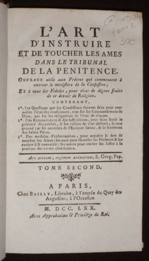 L'Art d'instruire et de toucher les âmes dans le tribunal de la pénitence (Tome 2)