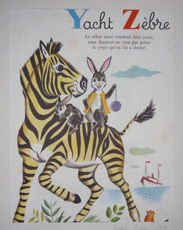 Illustration de Romain Simon : Yacht, Zèbre (Mon grand alphabet)