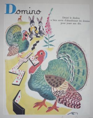 Illustration de Romain Simon : Domino, Dindon (Mon grand alphabet)