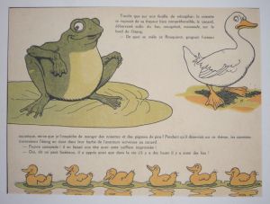 Illustration de Benjamin Rabier : Grenouille, canard (Rouquinot le lutin des bois)