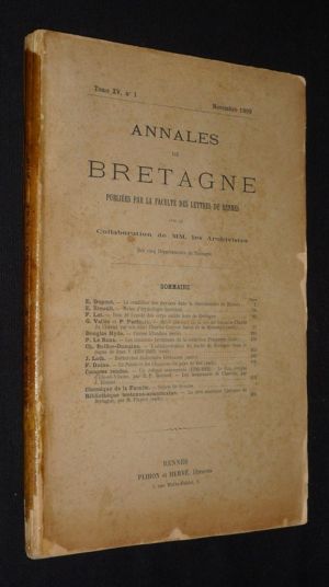 Annales de Bretagne, Tome XV - n°1, novembre 1899