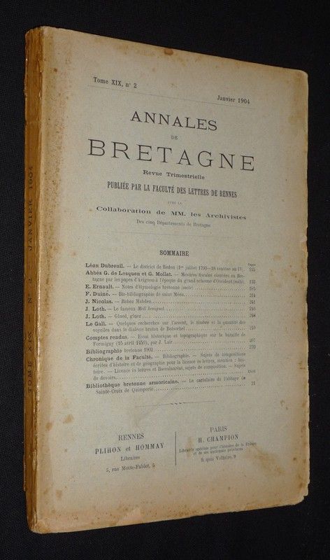 Annales de Bretagne, Tome XIX - n°2, janvier 1904