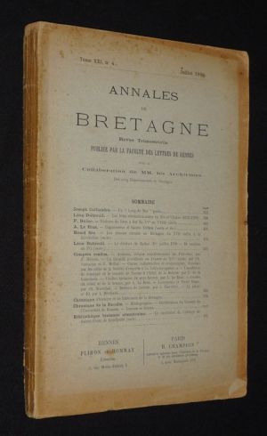 Annales de Bretagne, Tome XXI - n°4, juillet 1906