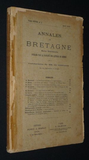 Annales de Bretagne, Tome XXVIII, n°3 - avril 1913