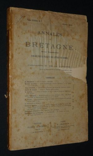 Annales de Bretagne, Tome XXXIII, n°1 - janvier 1918