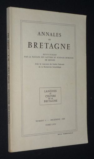 Annales de Bretagne, Tome LXXI, n°4 - décembre 1964