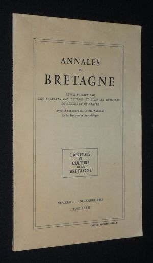Annales de Bretagne, Tome LXXII, n°4 - décembre 1965