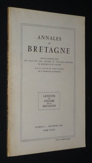 Annales de Bretagne, Tome LXXIII, n°4 - décembre 1966