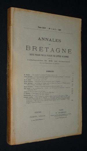 Annales de Bretagne, Tome XLIV, n°1 et 2 - 1937