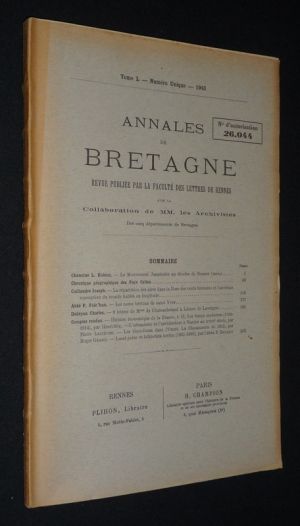 Annales de Bretagne, Tome L, numéro unique - 1943