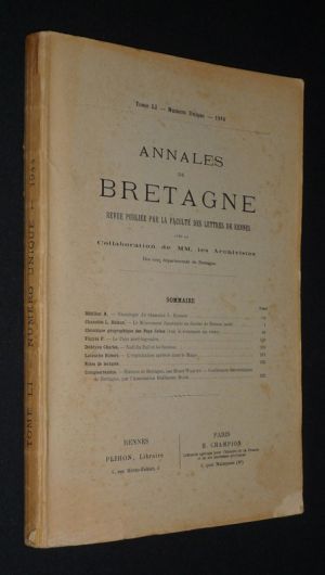 Annales de Bretagne, Tome LI, numéro unique - 1944