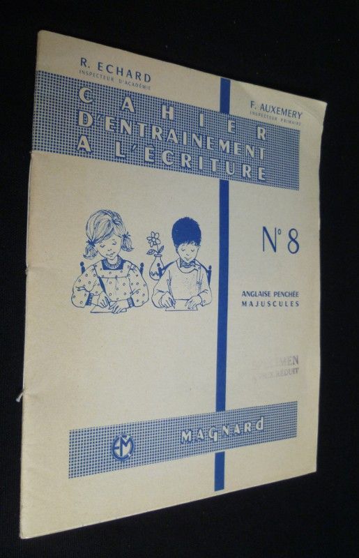 Cahier d'entrainement à l'écriture. Anglaise penchée - Majuscules (n°8)