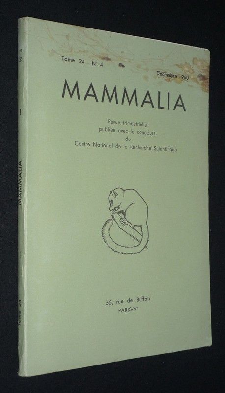 Mammalia, Tome 24 - N°4, décembre 1960