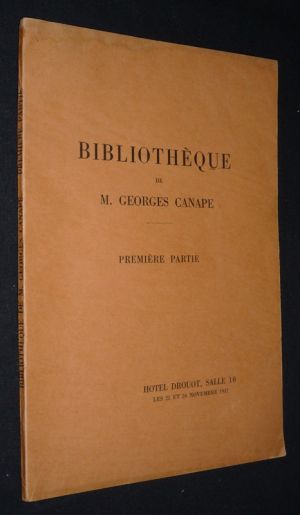 Bibliothèque de M. George Canape, maître relieur. Première partie : Livres ilustrés modernes (catalogue de vente aux enchères, 25 et 26 novembre 1937, Hôtel Drouot)