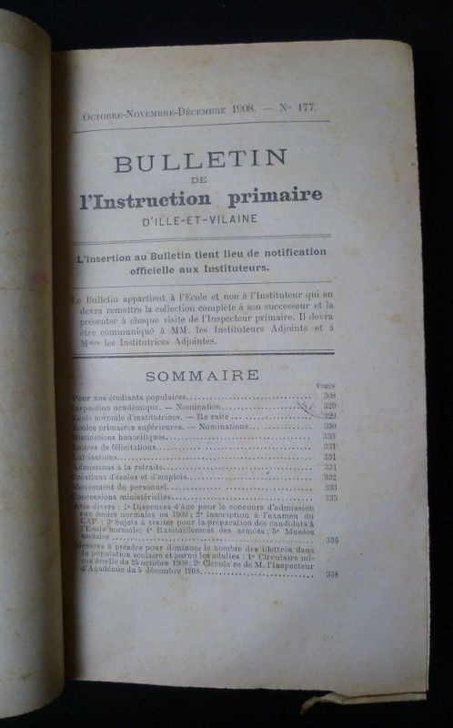 Bulletin de l'instruction primaire d'Ille-et-Vilaine (4 volumes)