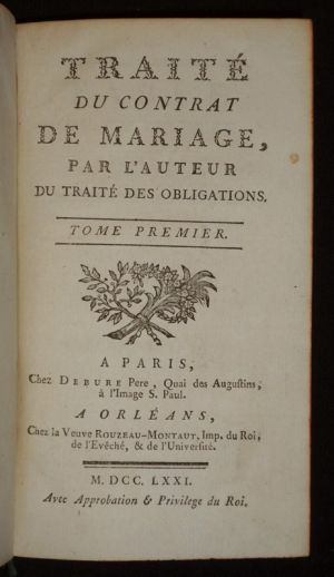 Traité du contrat de mariage (Tome 1)