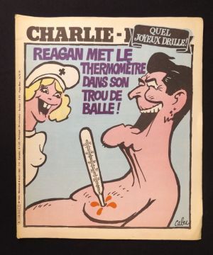 Charlie Hebdo (n°543 - mercredi 8 avril 1981): Reagan met le thermomètre dans son trou de balle!