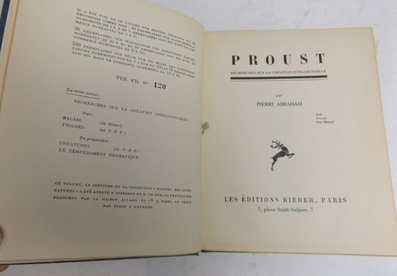 Proust, recherches sur la création intelectuelle