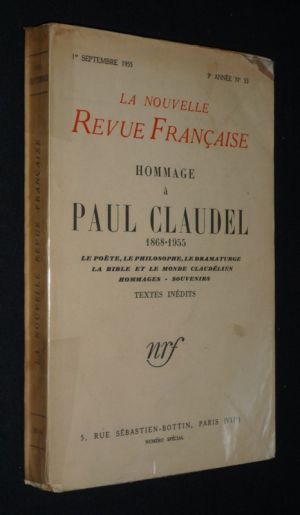 La Nouvelle Revue Française (3e année, n°33, septembre 1955) : Hommage à Paul Claudel, 1868-1955