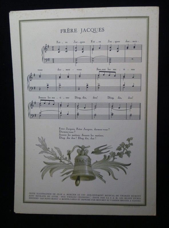 Compagnie Générale Transatlantique French Line. Nos vieilles chansons. Frère Jacques (partition)
