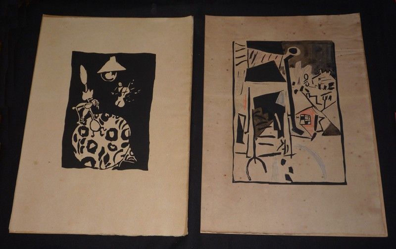 Pougny : Dix linogravures originales, 1914-1920. L'Atelier : Poème de Jacques Prévert
