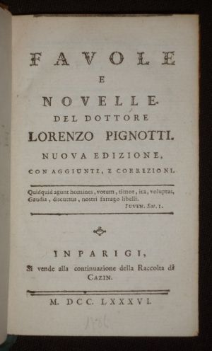 Favole e novelle del Dottore Lorenzo Pignotti. Nuova Edizione, con aggiunte e correzioni
