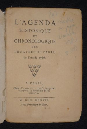 L'Agenda historique et chronologique des théâtres de Paris, de l'année 1736
