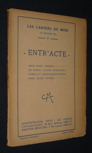 Entr'acte (Les Cahiers du mois n°7)