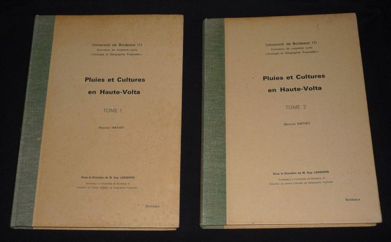 Pluies et cultures en Haute-Volta (3 volumes)