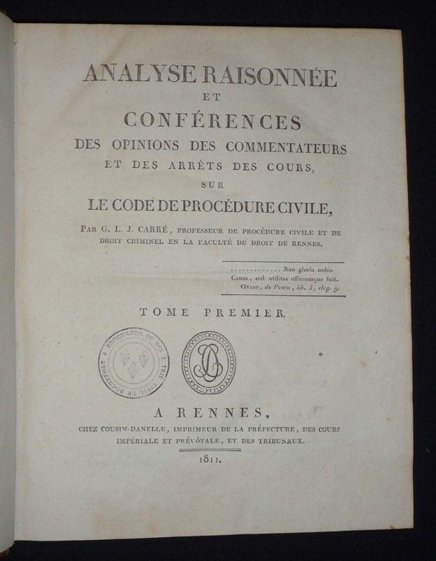 Analyse raisonnée et conférences des opinions des commentateurs et des arrêts des cours, sur le Code de procédure civile (2 volumes)